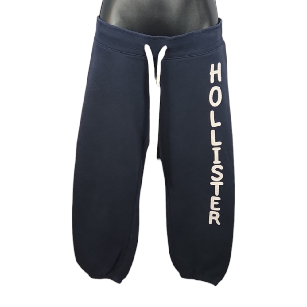 Hollister Navy Blue Logo Fleece Crop Joggers - Picture 3 of 10